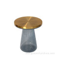 Glass center gold side Table by toughened glass